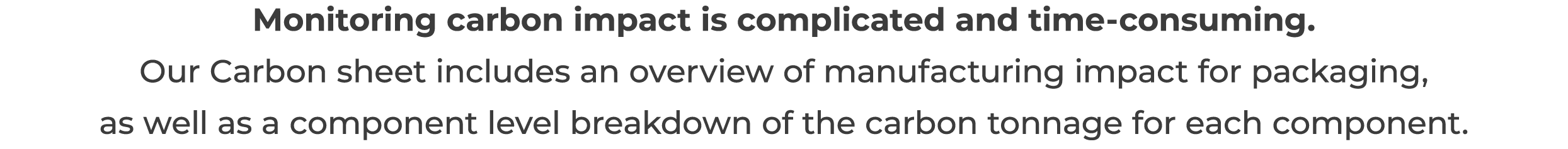 Monitoring carbon impact is complicated and time-consuming   Our Carbon sheet includes an overview of manufacturing i   